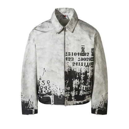Streetwear Washed Painted Autumn Windbreaker Jackets Mens and Women Turn down Collar Baggy Clothes Oversized Loose Outwear Coats
