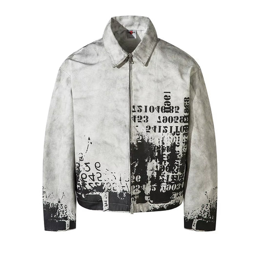 Streetwear Washed Painted Autumn Windbreaker Jackets Mens and Women Turn down Collar Baggy Clothes Oversized Loose Outwear Coats